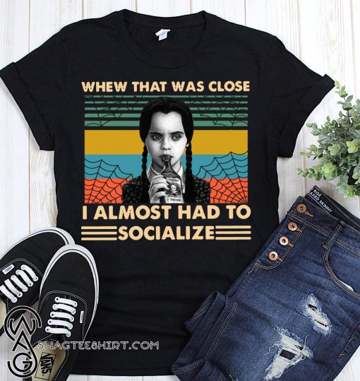 Wednesday addams drinking poison whew that was close i almost had to socialize vintage shirt