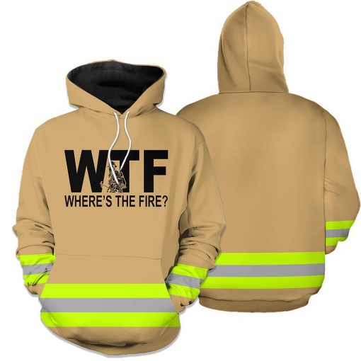 Wheres the fire firefighter 3d hoodie - brown