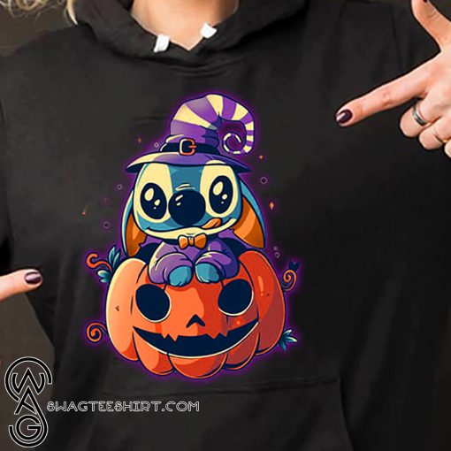 Witch stitch sit on pumpkin halloween shirt