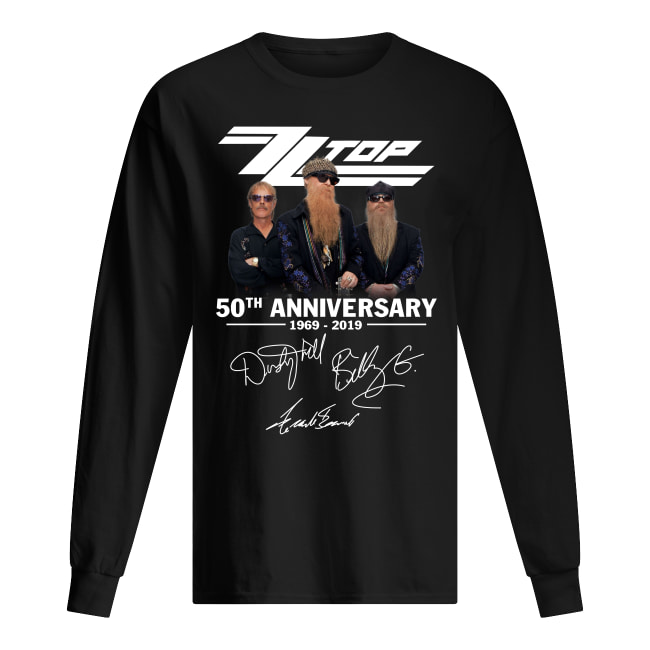 ZZ top 50th anniversary 1969 2019 signatures long sleeved