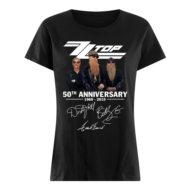 ZZ top 50th anniversary 1969 2019 signatures women's shirt