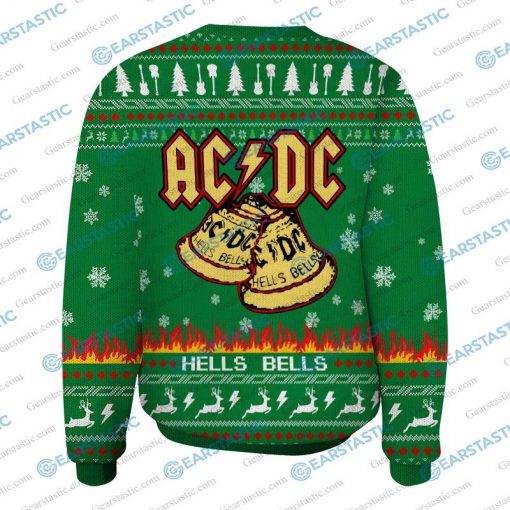 ACDC hells bells ugly christmas sweater - green