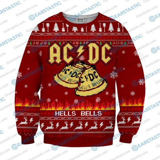 ACDC hells bells ugly christmas sweater - red