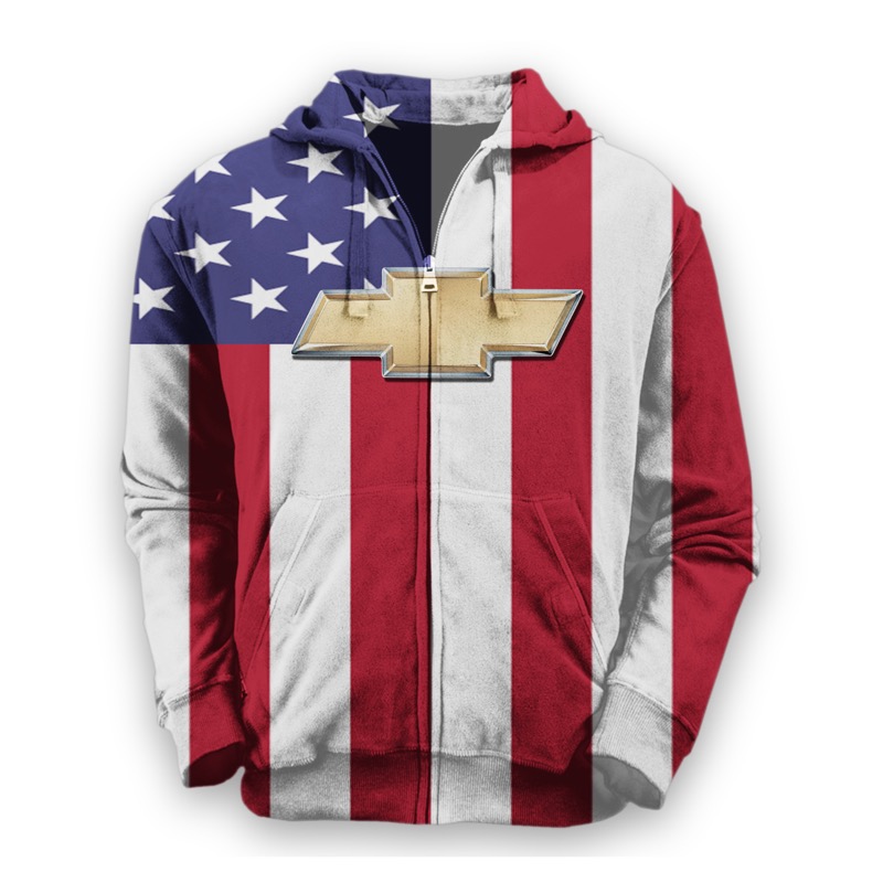 American flag chevrolet 3d zip hoodie