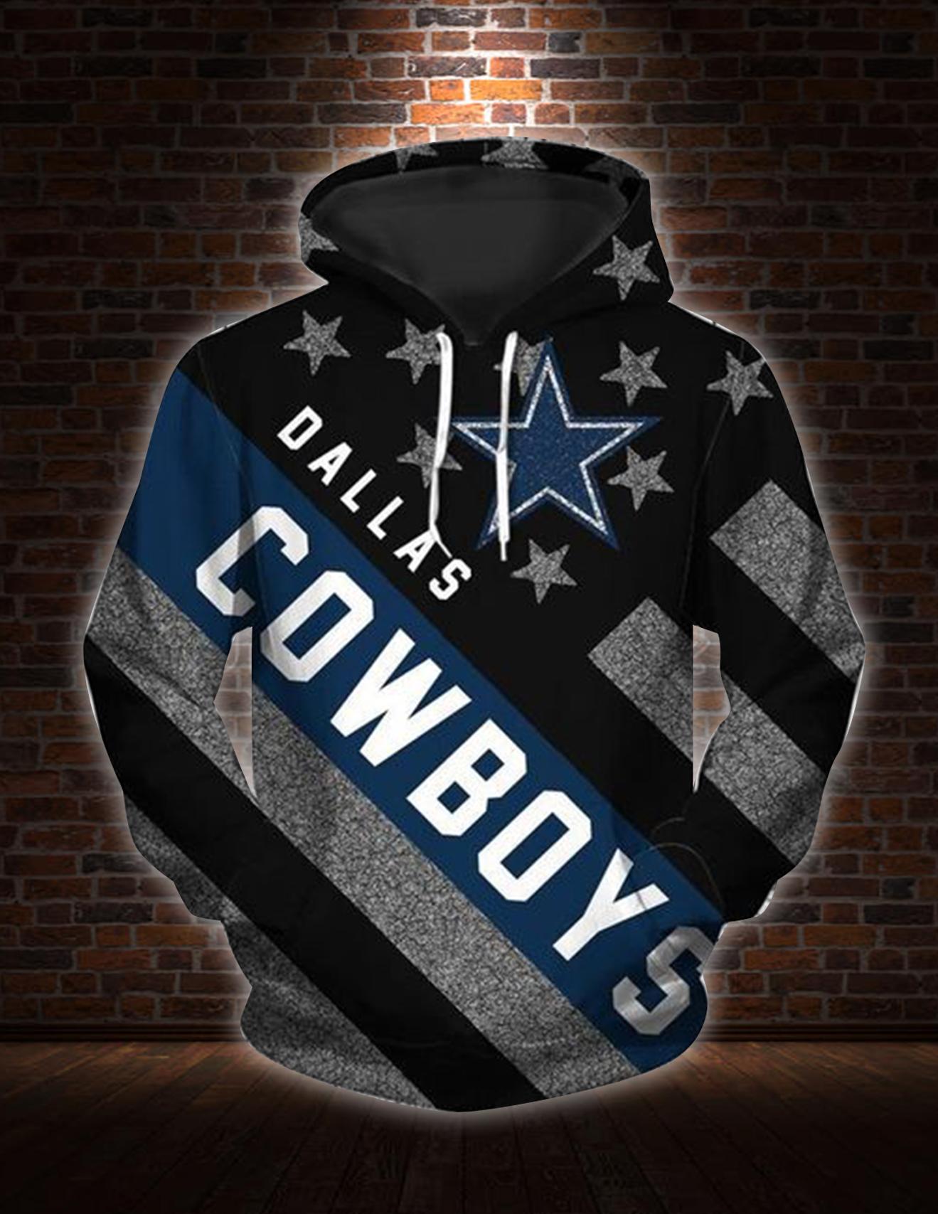 American flag dallas cowboys 3d hoodie - size l