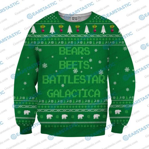 Bears beets battlestar galactica ugly sweater - green