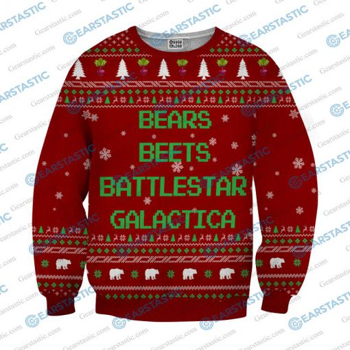 Bears beets battlestar galactica ugly sweater - red