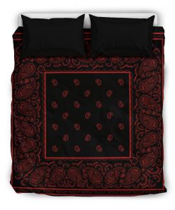 Black and red bandana duvet cover bedding set - california king