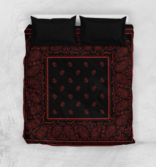 Black and red bandana duvet cover bedding set - super king