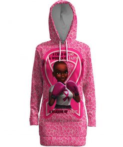 Black girl warrior a child of god a woman of faith a warrior of christ breast cancer awareness 3d hooded dress