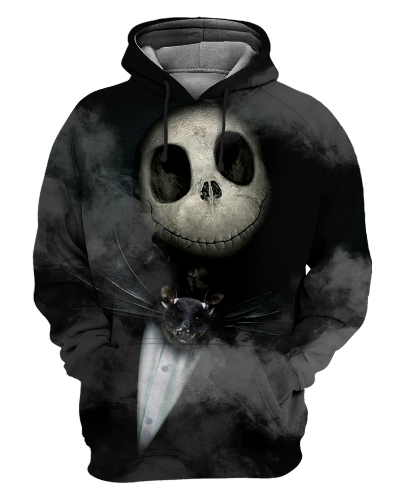 Black halloween jack skellington 3d hoodie - original