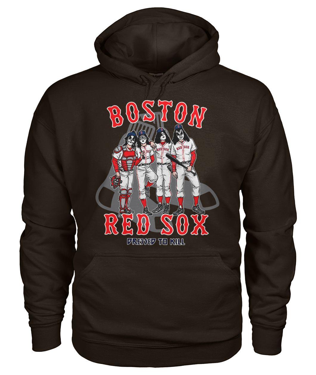 Boston red sox dressed to kill kiss rock band hoodie