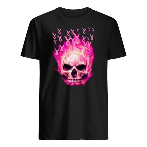 Breast cancer awareness fire skull mens shirt