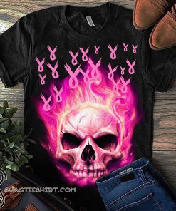 Breast cancer awareness fire skull shirt