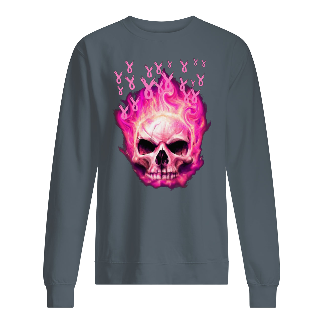 Breast cancer awareness fire skull sweatshirt