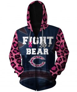 Breast cancer fight like a chicago bears 3d zip hoodie