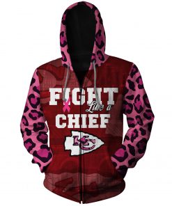 Breast cancer fight like a kansas city chiefs 3d zip hoodie