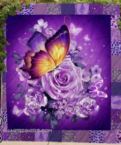 Butterfly and purple flower quilt