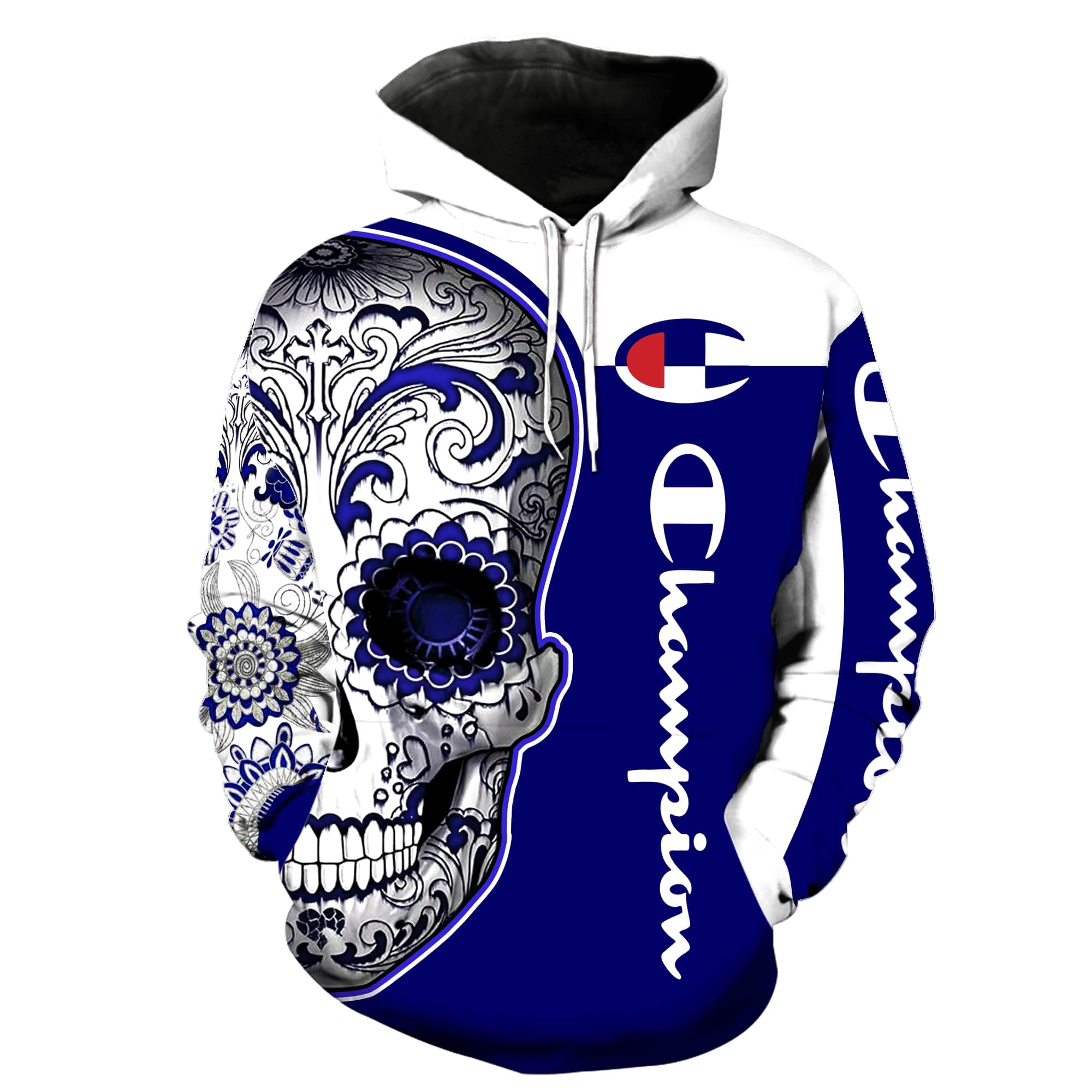 Champion sugal skull full over print hoodie - original