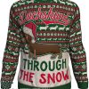 Christmas dachshund through the snow all over print sweater