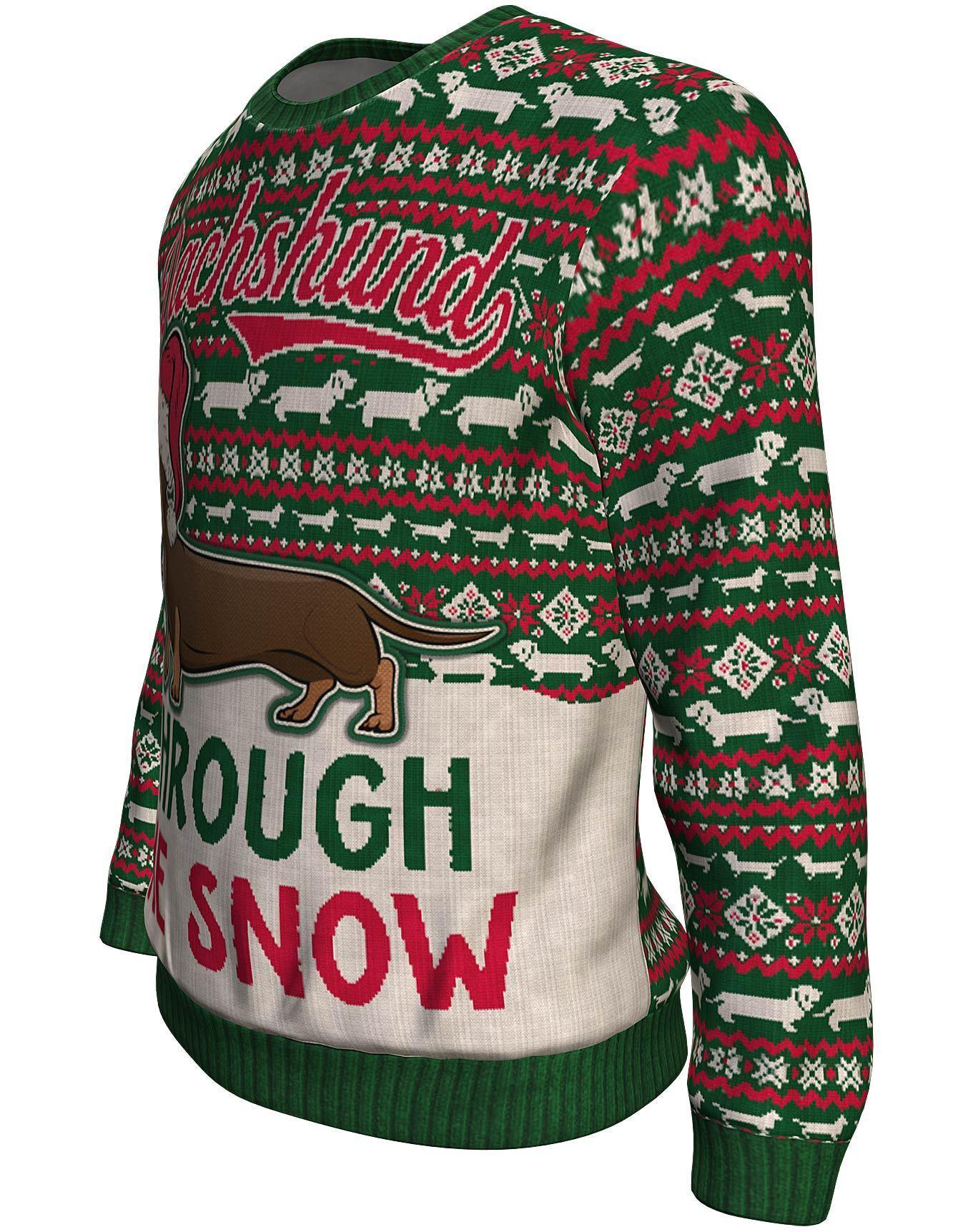Christmas dachshund through the snow all over print sweater - maria 1