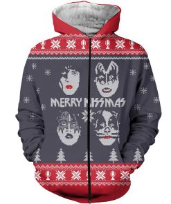 Christmas kiss rock band 3d zip hoodie