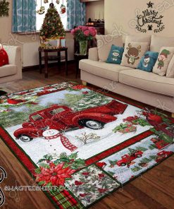Christmas red truck snowy cardinals living room rug