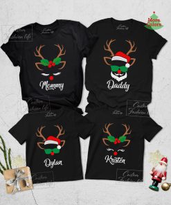 Christmas reindeer and santa womens shirt
