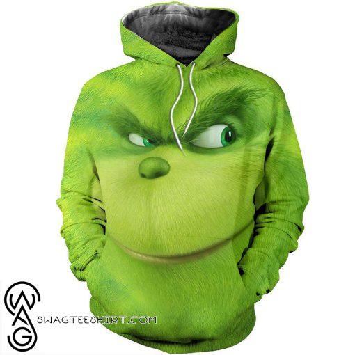 Christmas smiling grinch face 3d all over printed shirt