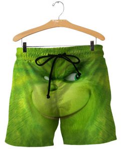 Christmas smiling grinch face 3d all over printed shorts
