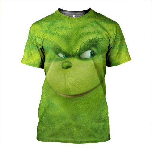 Christmas smiling grinch face 3d all over printed tshirt