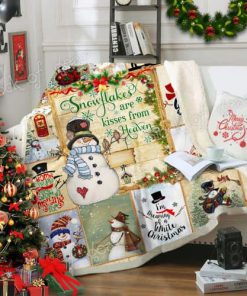 Christmas snowflakes are kisses from heaven snowman sofa blanket 1