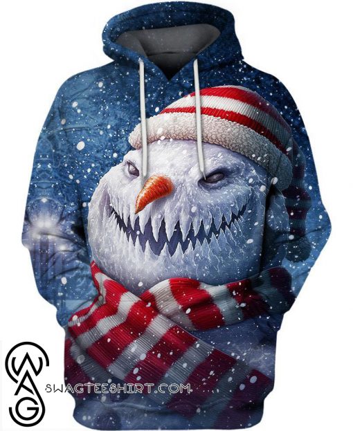 Christmas snowman scary 3d hoodie