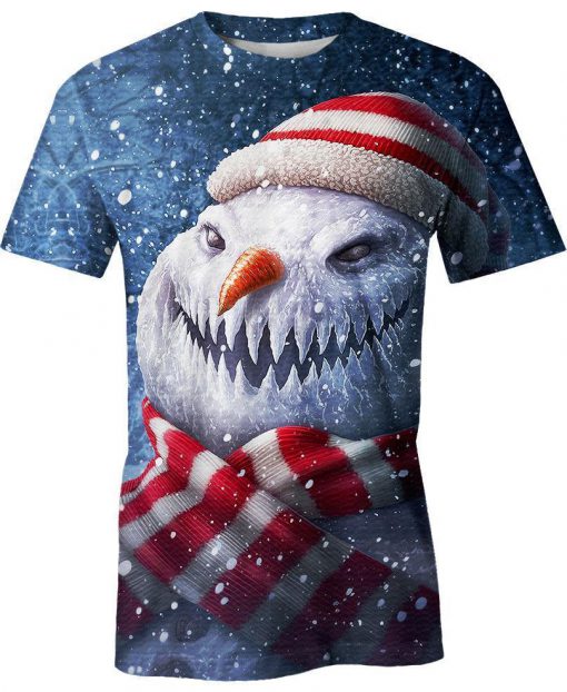 Christmas snowman scary 3d tshirt