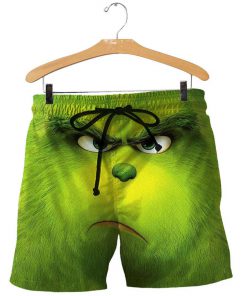 Christmas the grinch face 3d all over printed shorts