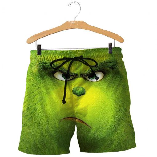 Christmas the grinch face 3d all over printed shorts