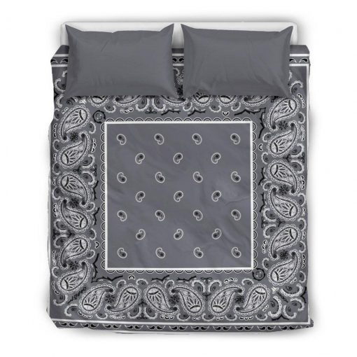 Classic gray bandana duvet cover bedding set - california king