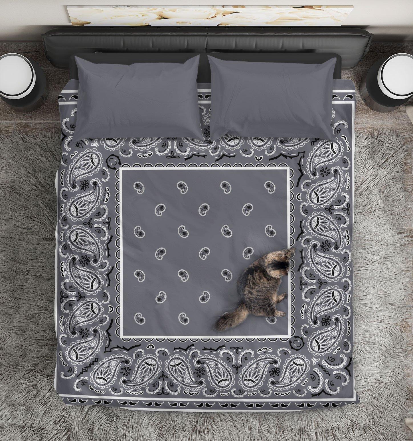 Classic gray bandana duvet cover bedding set - king