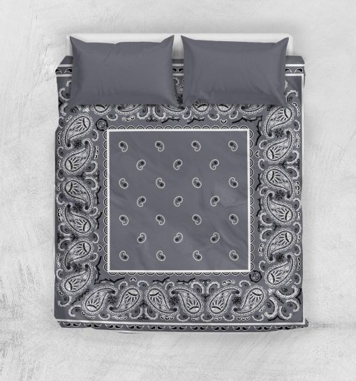 Classic gray bandana duvet cover bedding set - queen