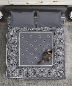 Classic gray bandana duvet cover bedding set - super king