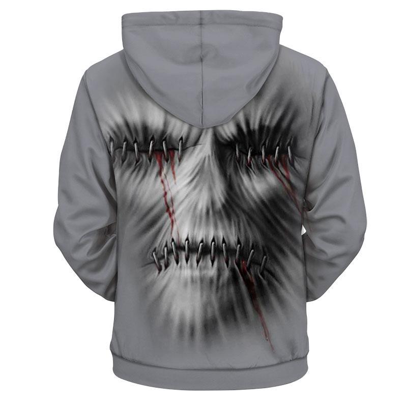Creepy skull 3d hoodie - size L