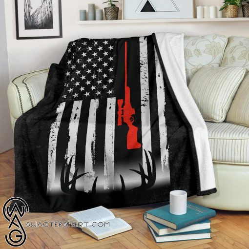 Deer hunting american flag blanket
