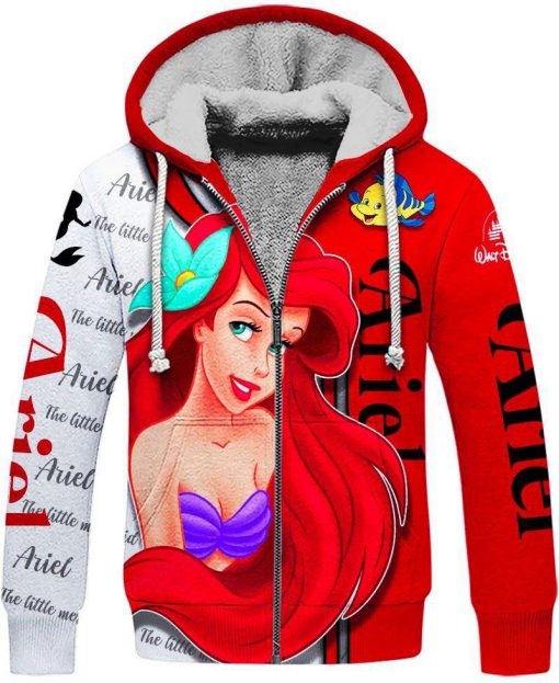 Disney ariel little mermaid 3d fleece zipper hoodie