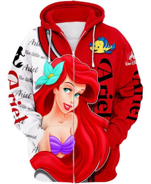 Disney ariel little mermaid 3d zipper hoodie