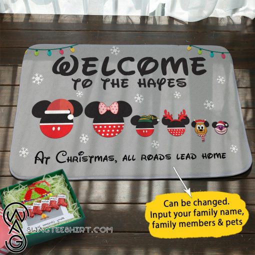 Disney mouse christmas personalized doormat