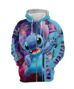 Disney stitch galaxy 3d zip-up hoodie - size M