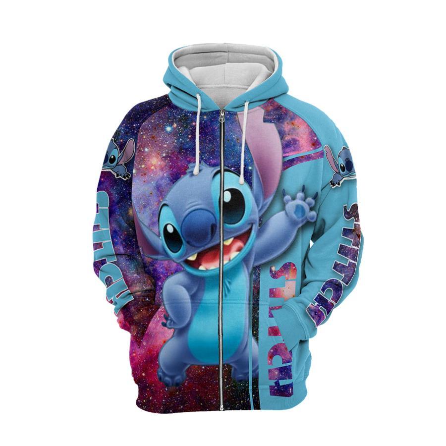 Disney stitch galaxy 3d zip-up hoodie - size M