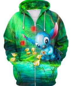 Disney stitch loves everything all over print zip hoodie