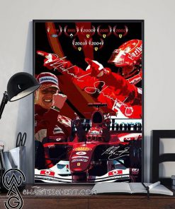 F1 driver michael schumacher with his ferrari poster