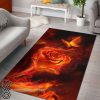 Fiery rose and butterfly rug